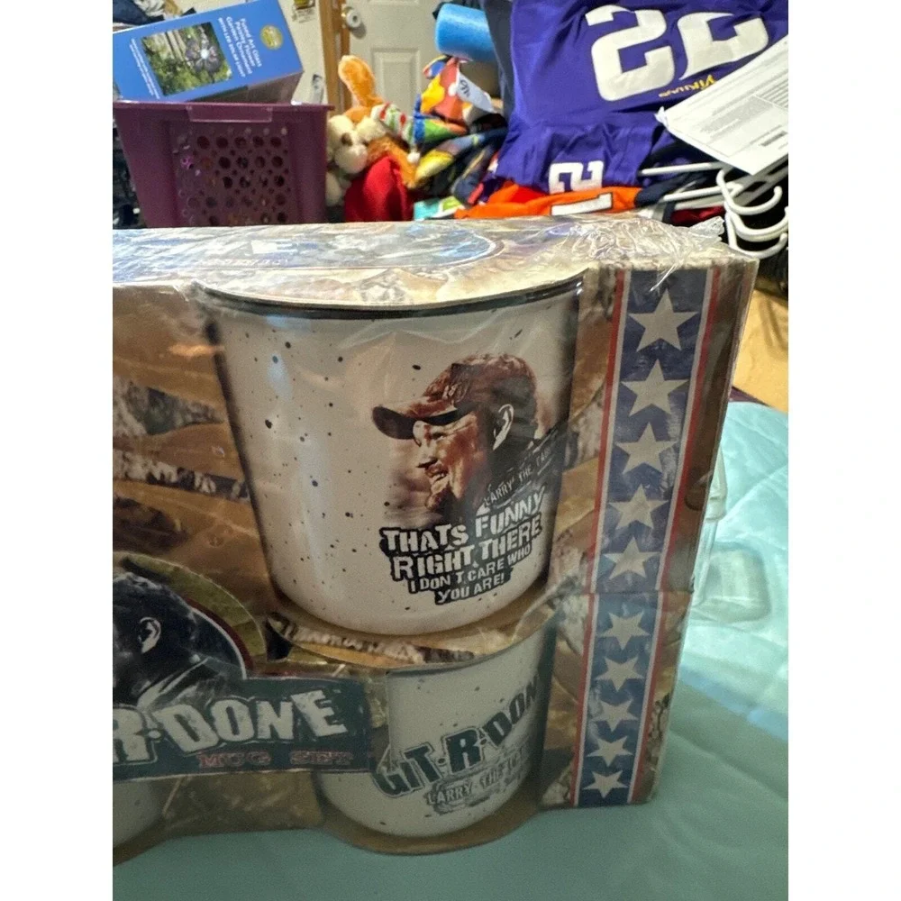 BT Larry The‎ Cable Guy Git-R-Done Mug Set 4 Pieces NIB